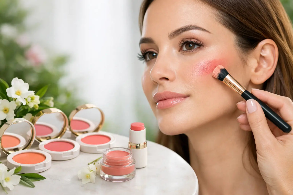 Cream Blush Application for a Lifted Look