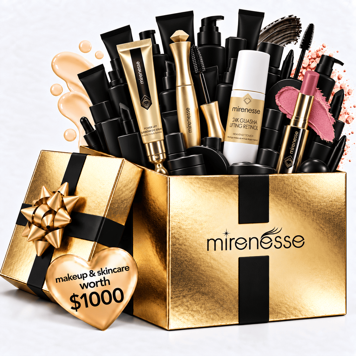 MIRENESSE PACK VIP 1 ADVENT GOLDEN BEAUTY BOX: Best Sellers Makeup & Skincare Surprise Kit