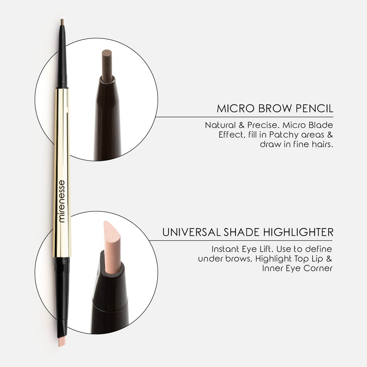 MIRENESSE PACK EYE All Day Micro Brow Pencils+ Highlighters Duets X3