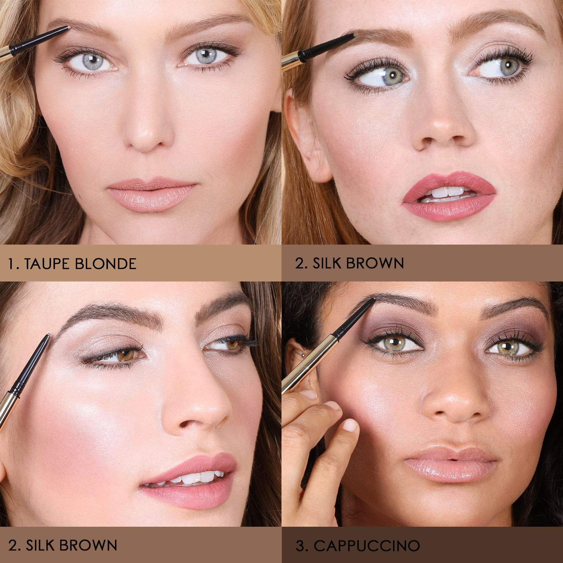 MIRENESSE BROW 0.2g/0.05g / 0.01oz/0.002oz / 2. Silk Brown All Day Micro Brow Pencil + Definer Crayon 2. Silk Brown