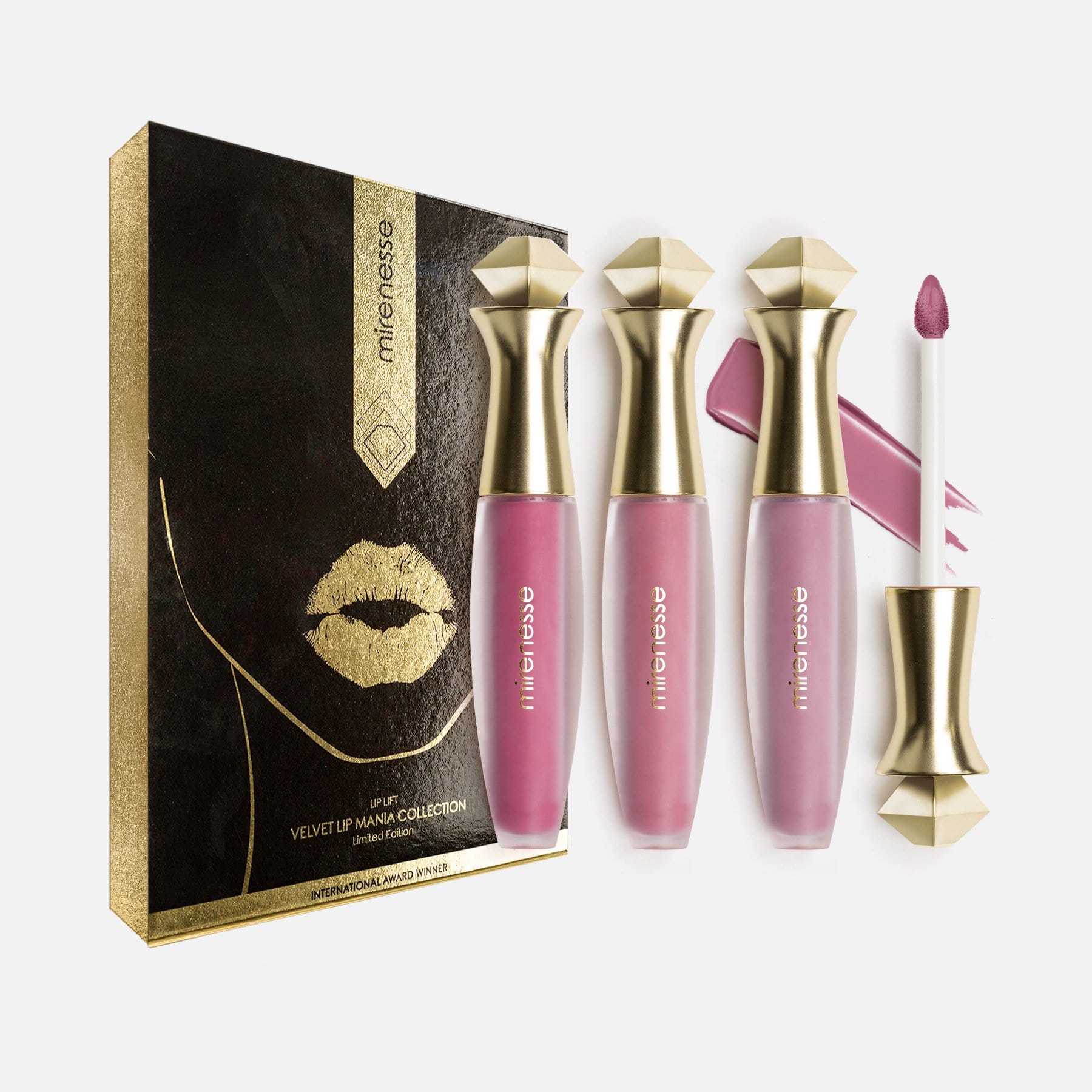 MIRENESSE PACK LIP Bring Me Roses Velvet Kiss Liquid Lip Kit 3 pce Mini Size