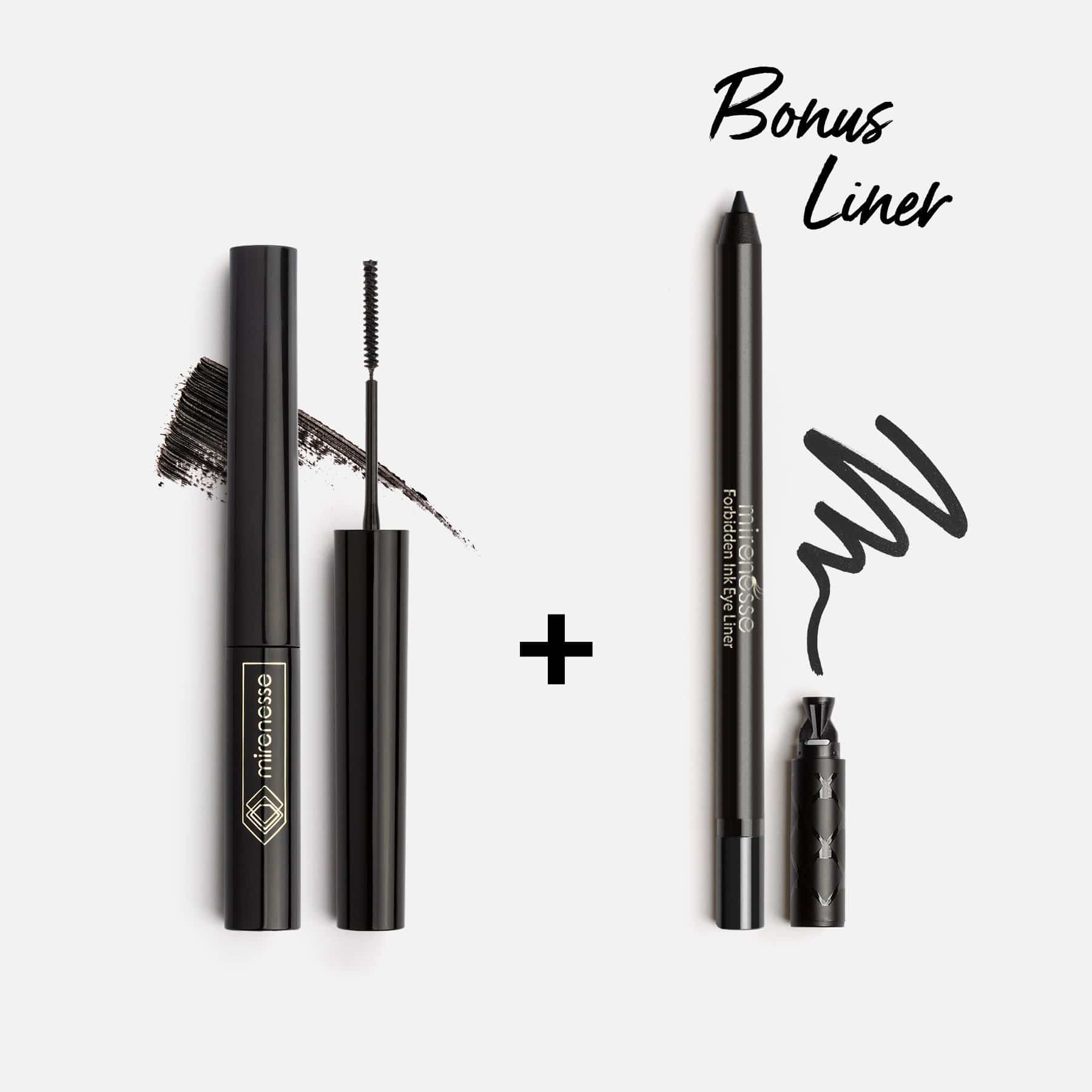 MIRENESSE PACK EYE Lash Whip Tubing Mascara + Forbidden Ink Eyeliner Black