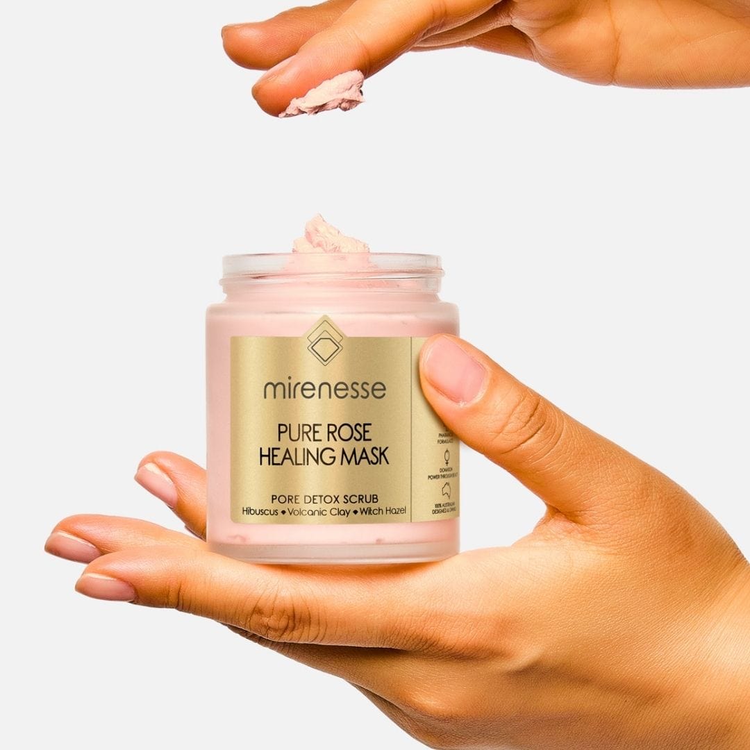 MIRENESSE SKINCARE 100g/ 3.5oz Pure Rose Healing Mask- Ideal Skin Detox Refine + Acne