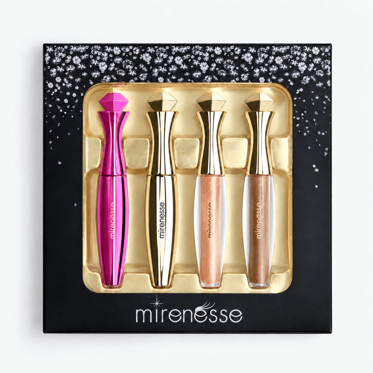 MIRENESSE PACK LIP Peach Nude Diamond Eyes  Collection 4 Full Size Gift Box