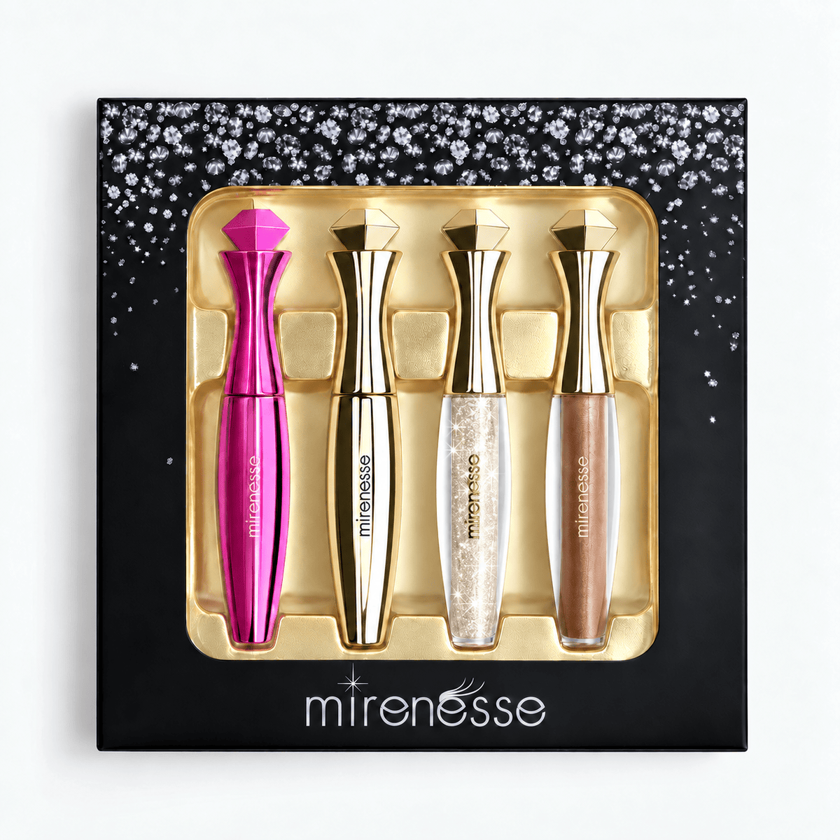 MIRENESSE PACK LIP Gift Box Platinum Diamond  Eyes Lips 4 Full Size