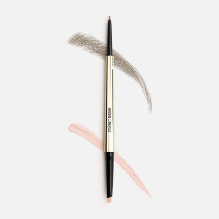 MIRENESSE BROW 0.2g/0.05g / 0.01oz/0.002oz / 1. Taupe Blonde All Day Micro Brow Pencil + Highlight Definer Crayon- Eyebrow