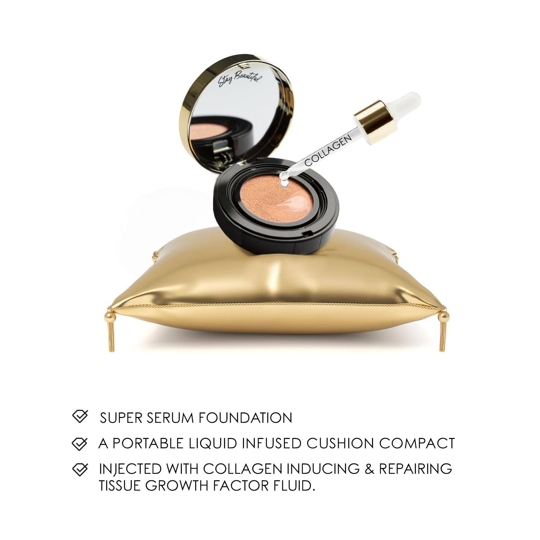 MIRENESSE FOUNDATION Fits Original Round Compact Only _10 Collagen Cushion Compact Foundation Refill