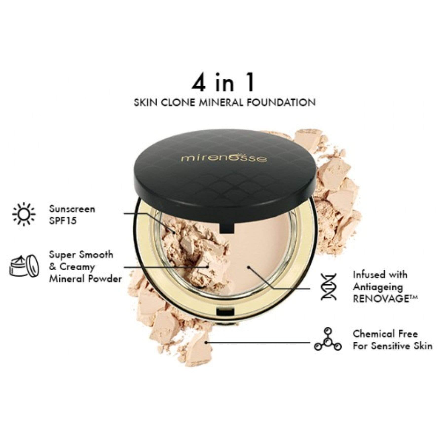 MIRENESSE POWDER 13g / 0.46oz / 13. Vanilla Skin Clone Mineral Powder Foundation SPF15Full Cover 13. Vanilla