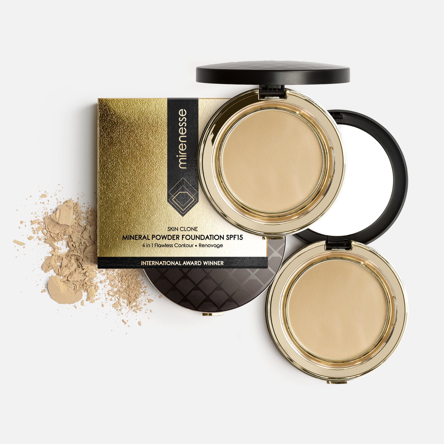MIRENESSE POWDER 23. Mocha / 13g / 0.46oz Skin Clone Mineral Powder Foundation Spf15 Full Cover Large 23. Mocha