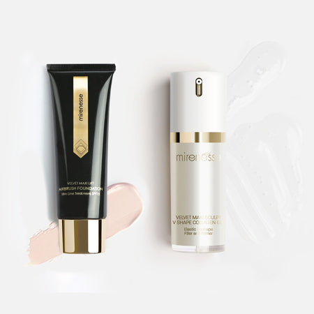 MIRENESSE PACK FOUNDATION 0.202kg / 7.12oz / 11. Porcelain Velvet Maxi Lift Airbrush Foundation + Maxisculpt Collagen Primer  Filler