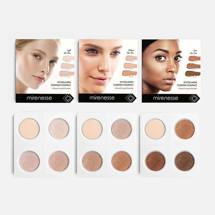 MIRENESSE PACK FOUNDATION 10 Collagen Cushion Foundation Concealer Contour  8 Shades Trial Trio