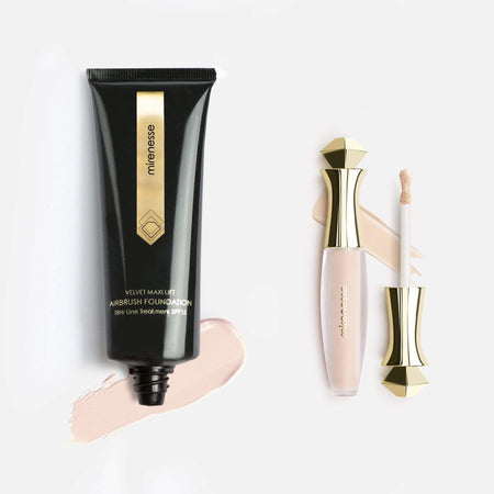 MIRENESSE PACK AON 0.095kg / 3.35oz / 11. Porcelain Velvet Maxilift Airbrush 18hr Foundation + 24hr Concealer Mini