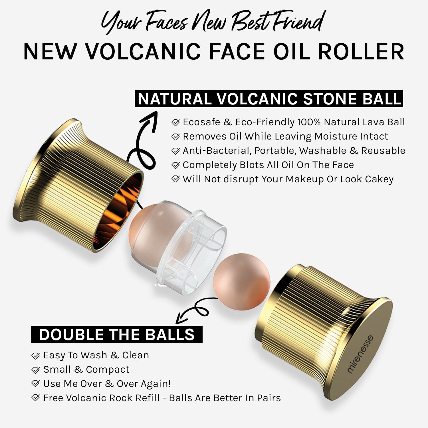 Volcanic Face Oil Roller With Free Refill - Sustainable - Eco Safe